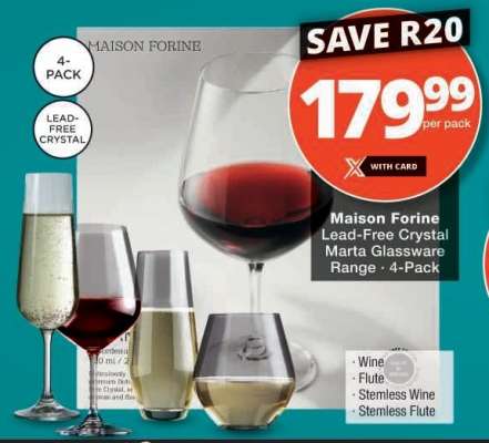 Maison Forine Lead-Free Crystal Marta Glassware Range - 4-Pack