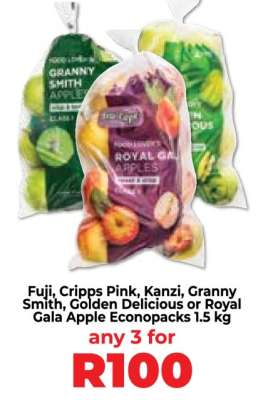 Fuji, Cripps Pink, Kanzi, Granny Smith, Golden Delicious or Royal Gala Apple Econopacks