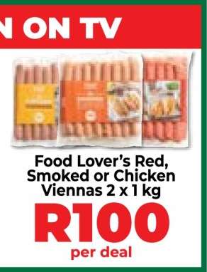 Food Lover’s Red, Smoked or Chicken Viennas 2 x 1 kg