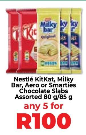 Nestlé KitKat, Milky Bar, Aero or Smarties Chocolate Slabs