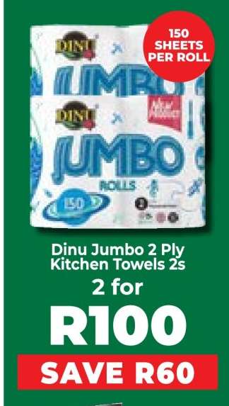 Dinu Jumbo 2 Ply Kitchen Towels 2s
