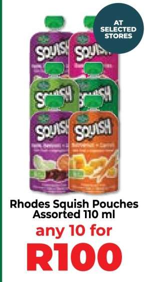 Rhodes Squish Pouches Assorted 110 ml