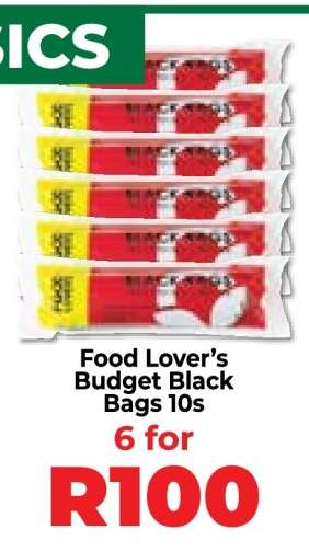 Food Lover’s Budget Black Bags 10s