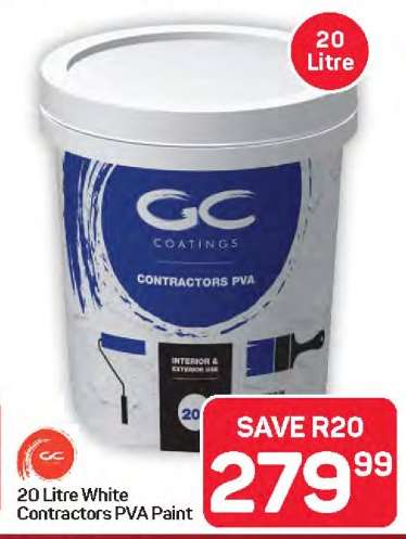 20 Litre White Contractors PVA Paint