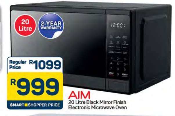 AIM 20 Litre Black Mirror Finish Electronic Microwave Oven
