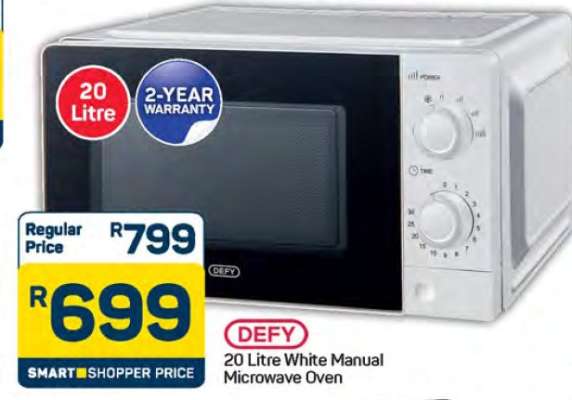 DEFY 20 Litre White Manual Microwave Oven