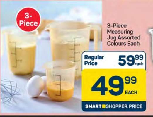 3-Piece Measuring Jug Assorted Colours Each