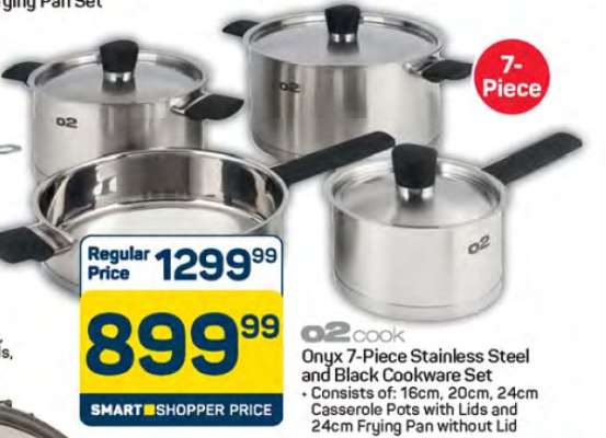 Onyx 7-Piece Stainless Steel and Black Cookware Set