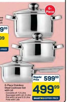 6- Piece Stainless Steel Cookware Set with Lid