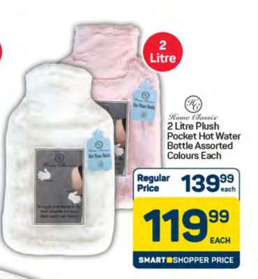 Home Classix 2 Litre Plush Pocket Hot Water Bottle
