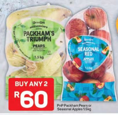 PnP Packham Pears or Seasonal Apples 1.5kg