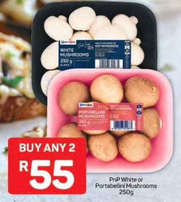 PnP White or Portabellini Mushrooms 250g