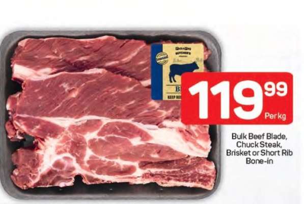 Bulk Beef Blade, Chuck Steak, Brisket or Short Rib Bone-in