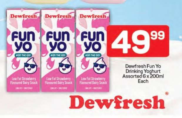 Dewfresh Fun Yo Drinking Yoghurt Assorted 6 x 200ml