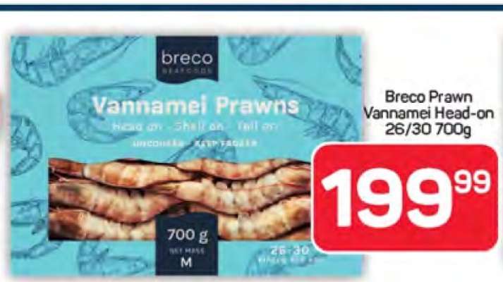 Breco Prawn Vannamei Head-on 26/30 700g
