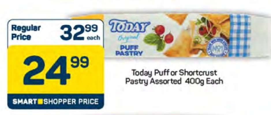Today Puff or Shortcrust Pastry Assorted 400g Each