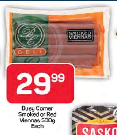 Busy Corner Smoked or Red Viennas 500g