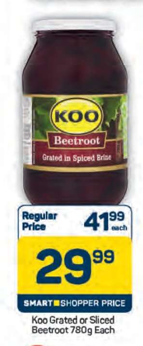 Koo Grated or Sliced Beetroot 780g Each