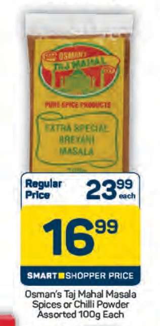 Osman's Taj Mahal Masala Spices or Chilli Powder Assorted 100g Each