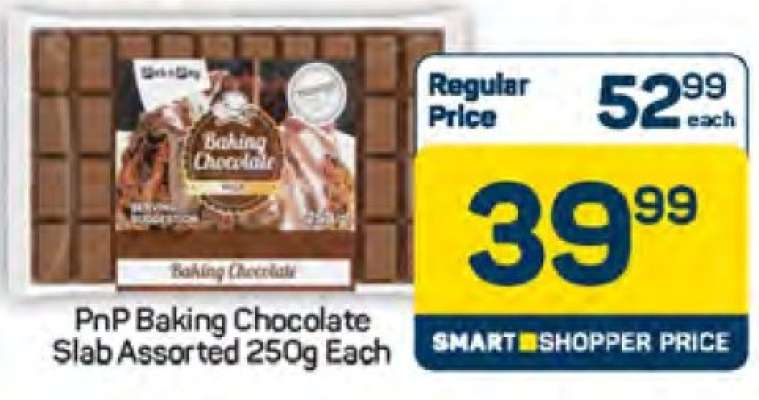 PnP Baking Chocolate Slab Assorted 250g Each