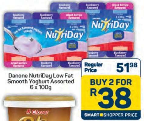 Danone NutriDay Low Fat Smooth Yoghurt Assorted 6 x 100g