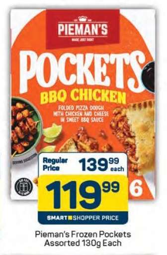 Pieman's Frozen Pockets Assorted 130g Each