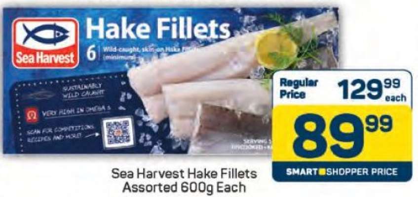 Sea Harvest Hake Fillets Assorted 600g Each