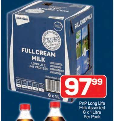 PnP Long Life Milk Assorted 6 x 1 Litre Per Pack