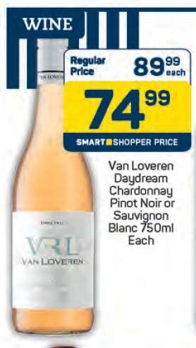 Van Loveren Daydream Chardonnay Pinot Noir or Sauvignon Blanc 750ml Each