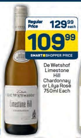 De Wetshof Limestone Hill Chardonnay or Lilya Rosé 750ml Each