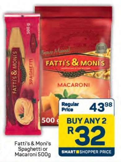 Fatti's & Moni's Spaghetti or Macaroni 500g