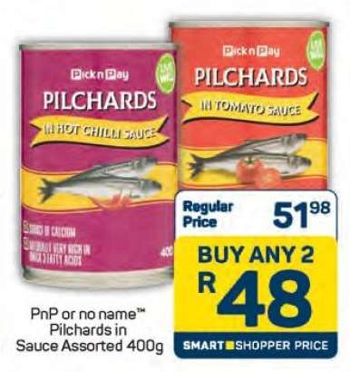 PnP or no name™ Pilchards in Sauce Assorted 400g