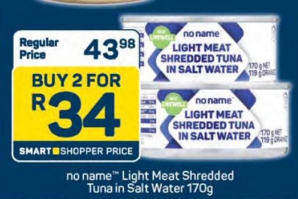 no name™ Light Meat Shredded Tuna in Salt Water 170g