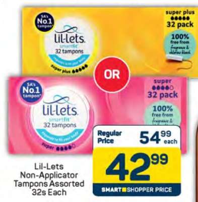 Lil-Lets Non-Applicator Tampons Assorted 32s Each