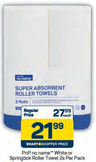 PnP no name™ White or Springbok Roller Towel 2s Per Pack