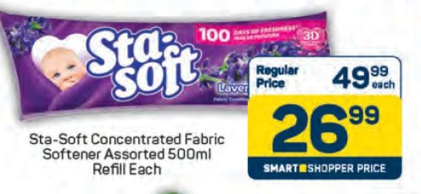 Sta-Soft Concentrated Fabric Softener Assorted 500ml Refill Each