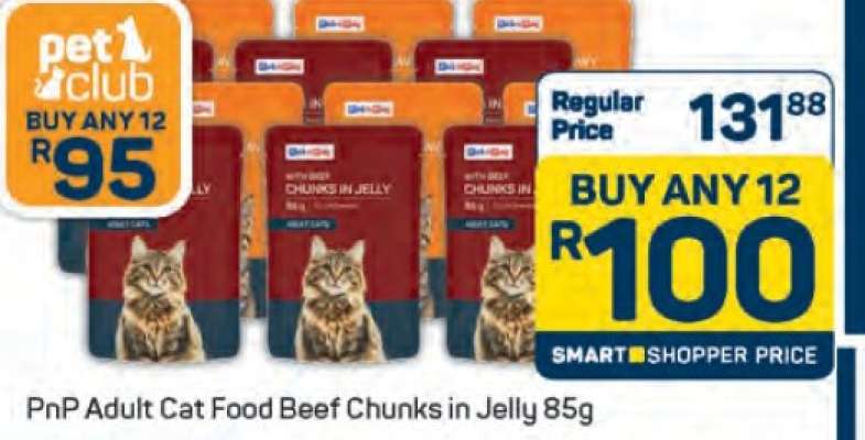 PnP Adult Cat Food Beef Chunks in Jelly 85g