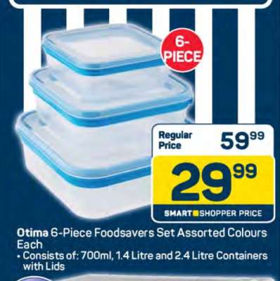 Otima 6-Piece Foodsavers Set Assorted Colours Each
