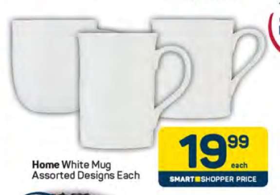 Home White Mug Assorted Designs Each
