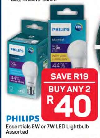 PHILIPS Essentials 5W or 7W LED Lightbulb Assorted