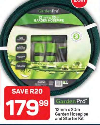 GardenPro 12mm x 20m Garden Hosepipe and Starter Kit