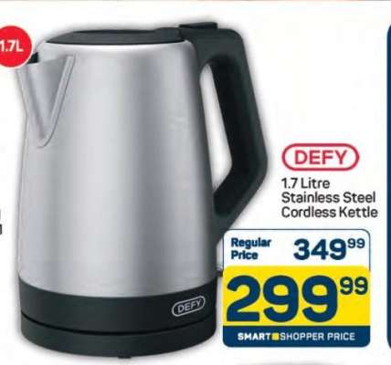 DEFY 1.7 Litre Stainless Steel Cordless Kettle