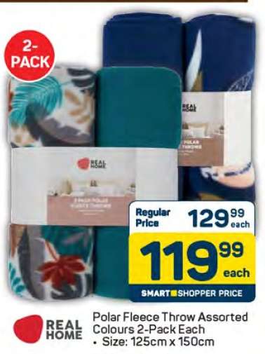 Polar Fleece Throw Assorted Colours 2-Pack