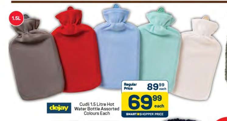Cudil 1.5 Litre Hot Water Bottle Assorted Colours Each