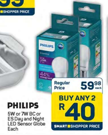 PHILIPS 5W or 7W BC or ES Day and Night LED Sensor Globe