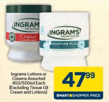Ingrams Lotions or Creams Assorted 450/500ml Each