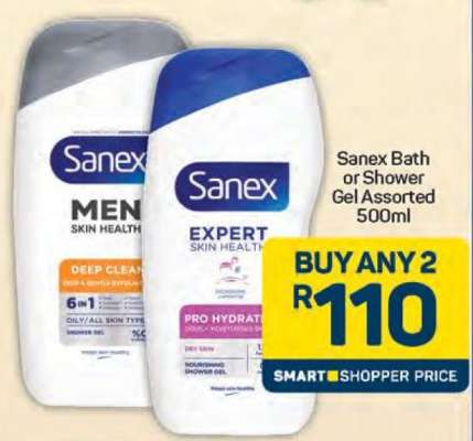 Sanex Bath or Shower Gel Assorted 500ml