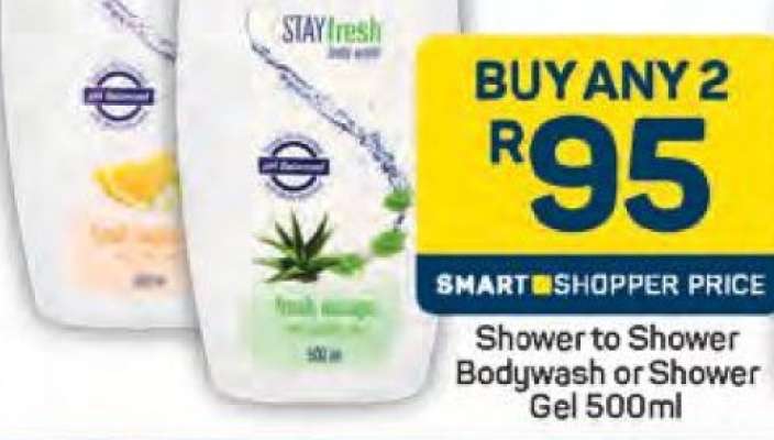 Shower to Shower Bodywash or Shower Gel 500ml