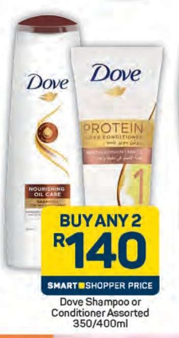 Dove Shampoo or Conditioner Assorted 350/400ml