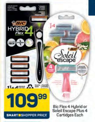Bic Flex 4 Hybrid or Soleil Escape Plus 4 Cartridges Each